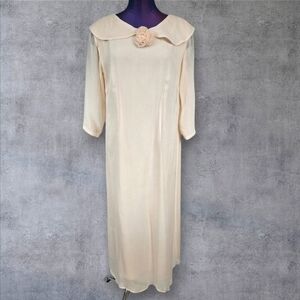 Vintage April Cornell 20's Style Peach‎ Sheath Prairie Maxi Dress Size Medium